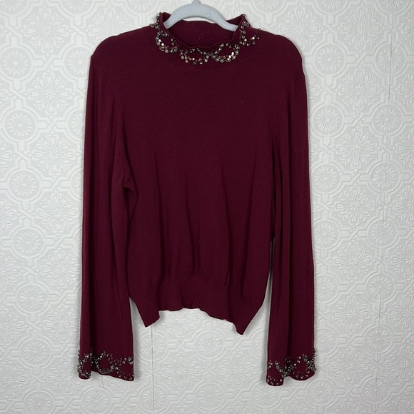 Ann Taylor Sweaters - Ann Taylor Embellished Shirt Blouse Long Sleeve Movk Sweater beaded Beads